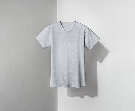 Heather Grey T-shirt For Man On Shadowed Background