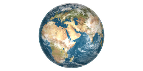 Earth white background from space