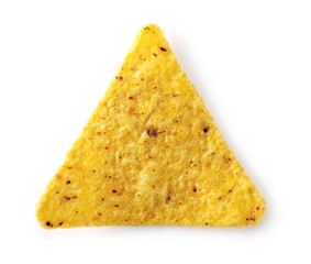 Tortilla chips isolated on white background, top view