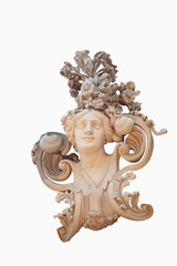The goddess of love in Greek mythology, Aphrodite (Venus in Roman mythology). Ancient statue isolated on white background. © zwiebackesser