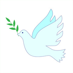 Beautiful dove of peace a white  background. International Peace Day. Vector illustration
