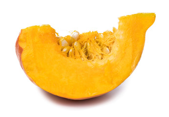 Fesh Pumpkin (close-up shot) isolated on white background