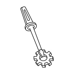 screwdriver tool with gear pinion isolated icon