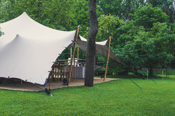 Image of huge tent for a wedding event in the nature © Alex