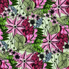 Möbelaufkleber Floral endless pattern colorful stock vector illustration pink, blue, green art design element for web, for print, for fabric print © danylyukk