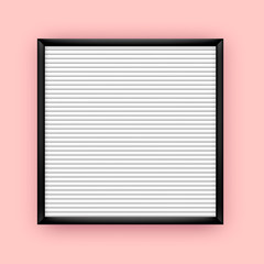 Empty white letterboard for plastic letters with black frame mockup