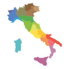 Regions of Italy. Map of regional country administrative divisions. Colorful vector illustration