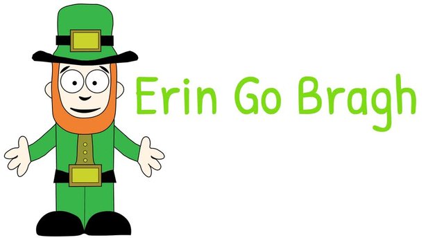 Erin Go Bragh St. Patrick’s Day animated greeting with shamrocks on white.