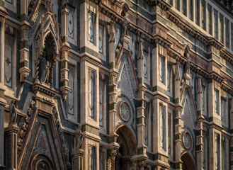 Detail view of beautiful facade The Dome (Santa Maria del Fiore), Florence, Italy