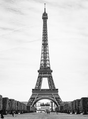 パリ　エッフェル塔　縦位置　モノクロ
