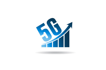 5G fast network logo. Speed internet 5g concept. wifi bars symbol of speed 5g network.