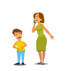 The little boy has a stomach ache. Illustration vector illustration in cartoon style. Illustration vector.