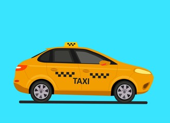 Fototapeta na wymiar Taxi car. Vector flat illustration isolated on white background. Hand drawn design element for label and poster