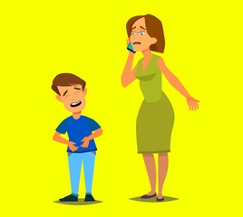 The little boy has a stomach ache. Illustration vector illustration in cartoon style. Illustration vector.