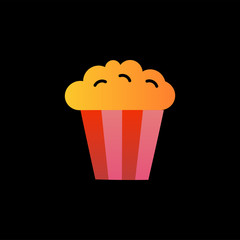 popcorn packaging simple colorful icon isolated on black