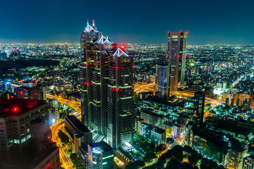 Fototapeta na wymiar 東京都庁、展望室からの夜景