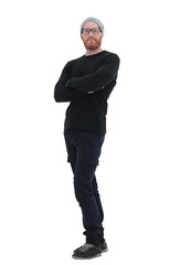 in full growth. confident modern man .isolated on white