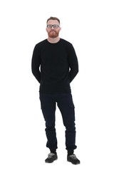Naklejka premium positive bearded man with glasses . isolated on white