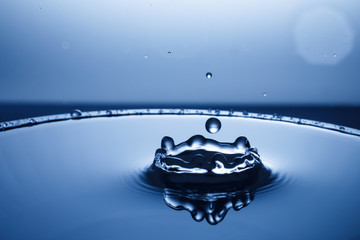 drop of water falling down in the water 