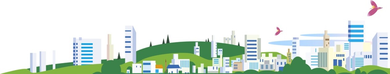 高層ビルやマンションの見える地平線の街並み © kawano