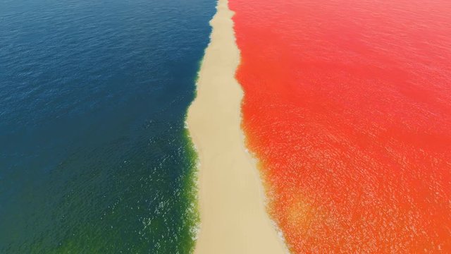 Sea sandspit aerial view 3d realistic footage