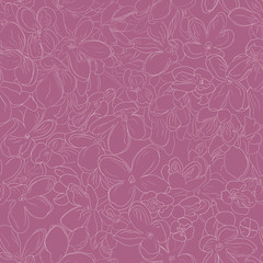 Seamless floral pattern background outline lilac flower on purple color