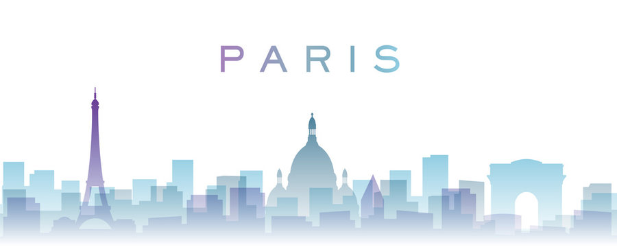 Paris Transparent Layers Gradient Landmarks Skyline