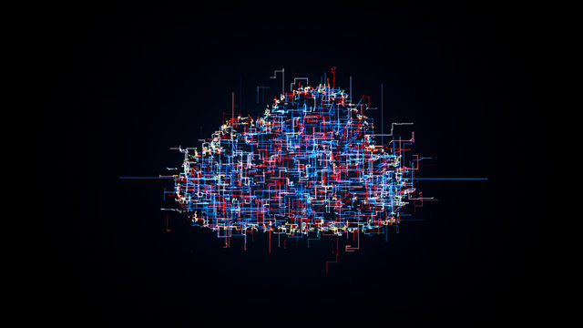 Cloud computing symbol, random lines creating cloud shape