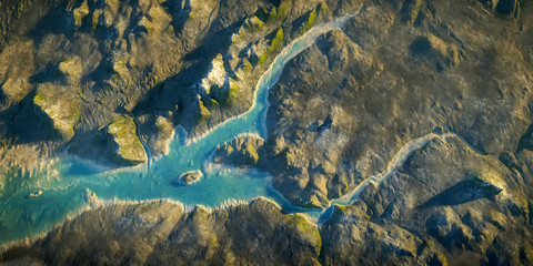aerial view fantasy landscape with river