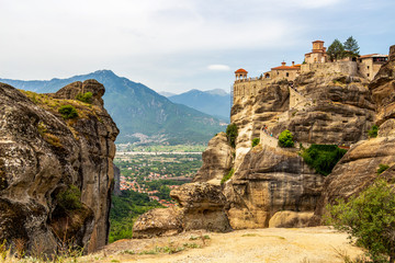 Fototapeta na wymiar Scenic view of the Holy Monastery of Varlaam, part of the Eastern Orthodox monastery complex of Meteora, Central Greece