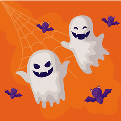Obraz premium ghosts mysteries with icons of halloween