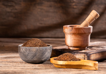 Camellia sinensis - Black Tea Powder. Text space