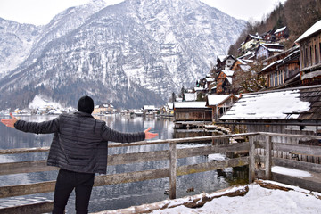 man looking at mountain 