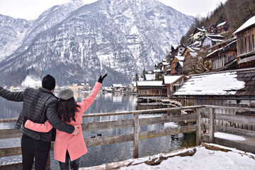 couple in mountain village 