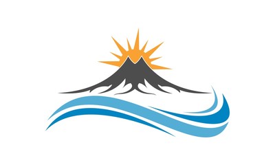 Mountain ocean vector