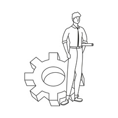 elegant businessman worker with gear