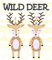 Cute cartoon deer in scandinavian style. Childish print for nursery, kids apparel,poster