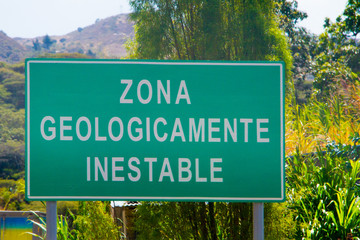 zona geologicamente inestable