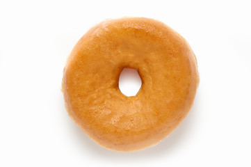 top view of a doughnut with white background