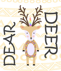 Cute cartoon deer in scandinavian style. Childish print for nursery, kids apparel,poster
