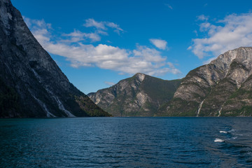 The Aurlandsfjord - a narrow, lush branch of Norway’s longest fjord, the Sognefjord. July 2019