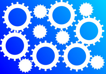 abstract white gear on blue background