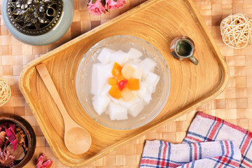 Asian gourmet dessert, almond jelly, almond junket, almond tofu