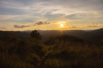 sunset in mountains