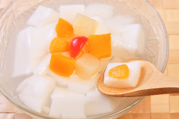 Asian gourmet dessert, almond jelly, almond junket, almond tofu