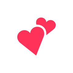 Two hearts icon. Double heart love symbol.
