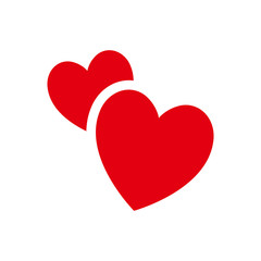 Two hearts icon. Double heart love symbol.