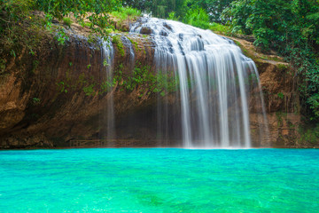 Fototapeta na wymiar Prenn waterfall. Beautiful Prenn waterfall in Vietnam