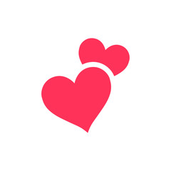 Two hearts icon. Red double heart love symbol.