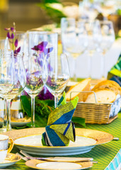 Napkin on dish for decoration dinner table.